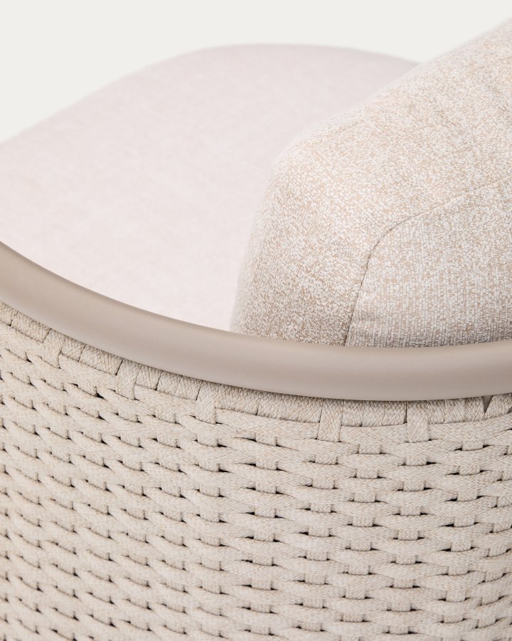 KAVE HOME Sedalis udendrs lnestol i aluminium og taupe tovsnor