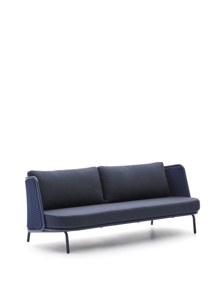 KAVE HOME Sedalis udendrs 3-personers sofa i aluminium og bl tovsnor 210cm