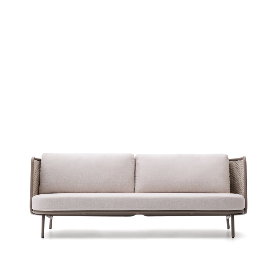 KAVE HOME Sedalis udendrs 3-personers sofa i aluminium og taupe reb 210cm