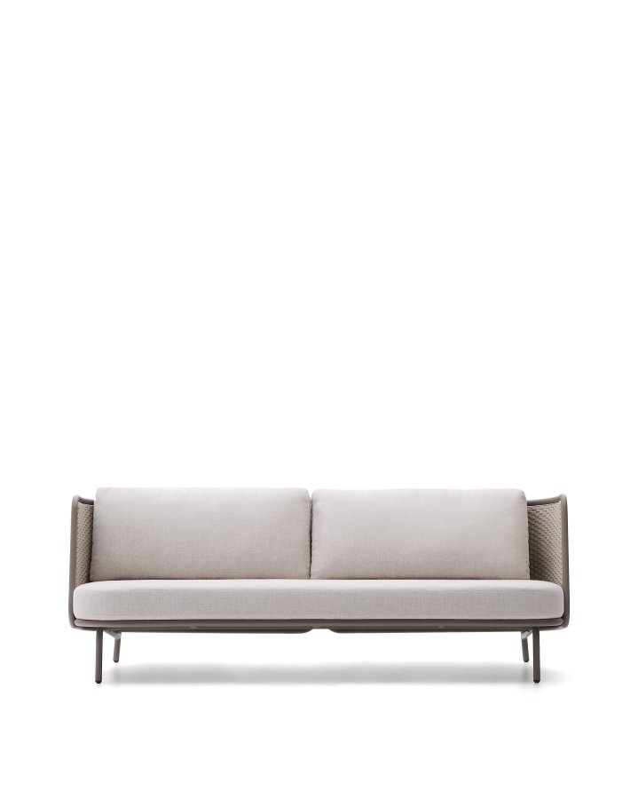 KAVE HOME Sedalis udendrs 3-personers sofa i aluminium og taupe reb 210cm