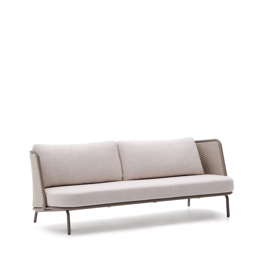 KAVE HOME Sedalis udendrs 3-personers sofa i aluminium og taupe reb 210cm