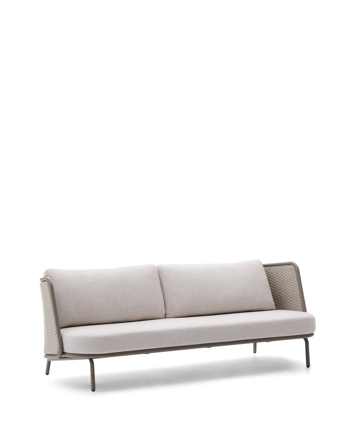 KAVE HOME Sedalis udendrs 3-personers sofa i aluminium og taupe reb 210cm