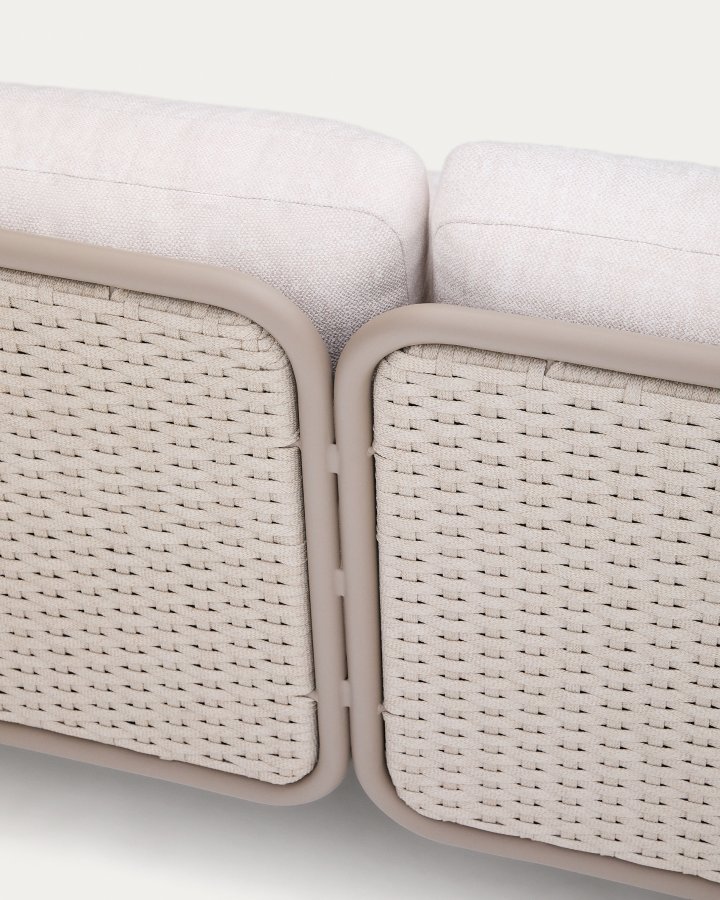 KAVE HOME Sedalis udendrs 3-personers sofa i aluminium og taupe reb 210cm