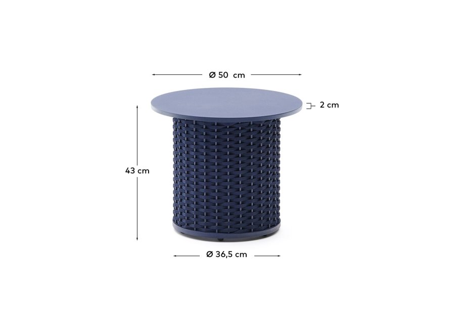 KAVE HOME Sedalis udendrs sidebord i aluminium og bl tovsnor Ã˜50cm