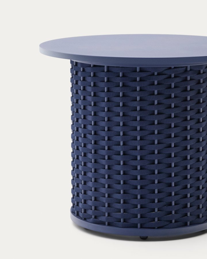 KAVE HOME Sedalis udendrs sidebord i aluminium og bl tovsnor Ã˜50cm