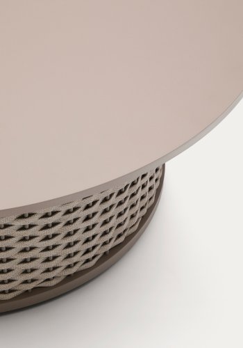 KAVE HOME Sedalis udendrs sofabord i aluminium og taupe rebsnor Ã˜99cm