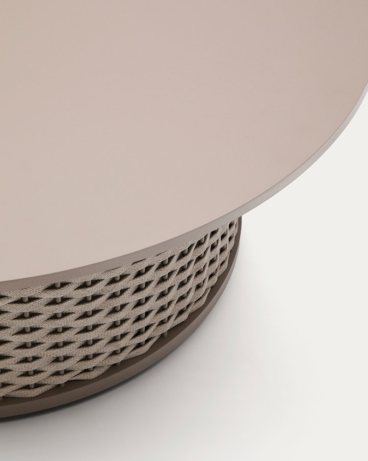 KAVE HOME Sedalis udendrs sofabord i aluminium og taupe rebsnor Ã˜99cm