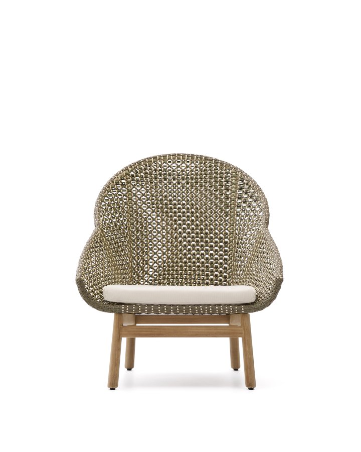 KAVE HOME Olbia lnestol med hjt rygln i syntetisk rattan og FSC 100% massivt teaktr