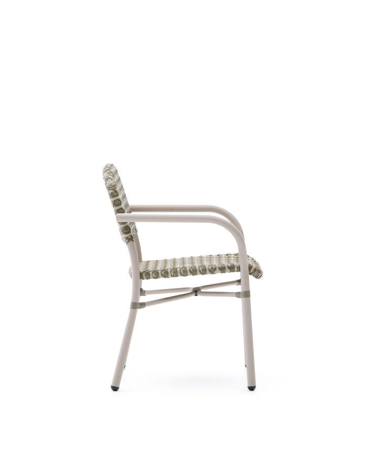 KAVE HOME Tuccia havestol, m. armln - beige/grn syntetisk rattan og beige aluminium