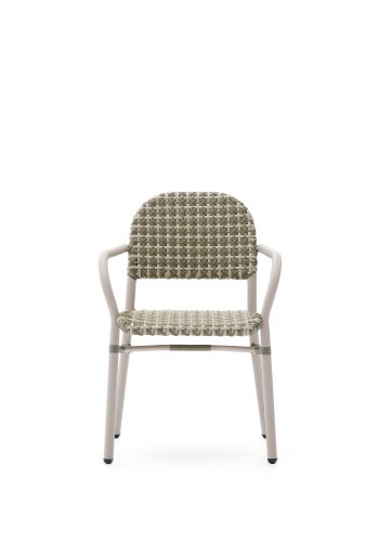 KAVE HOME Tuccia havestol, m. armln - beige/grn syntetisk rattan og beige aluminium