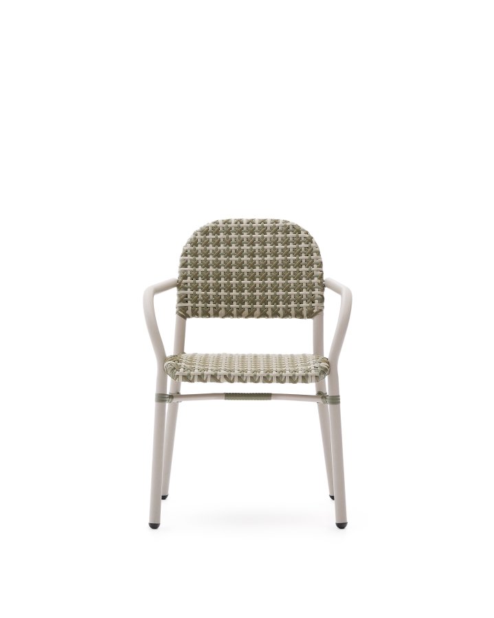 KAVE HOME Tuccia havestol, m. armln - beige/grn syntetisk rattan og beige aluminium