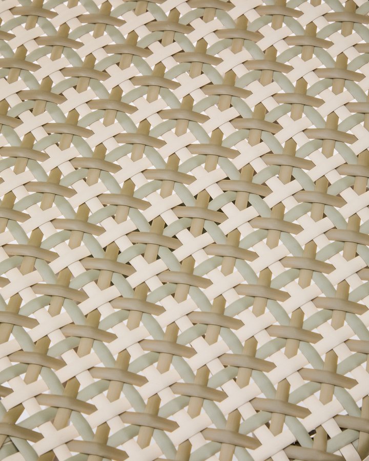 KAVE HOME Tuccia havestol, m. armln - beige/grn syntetisk rattan og beige aluminium