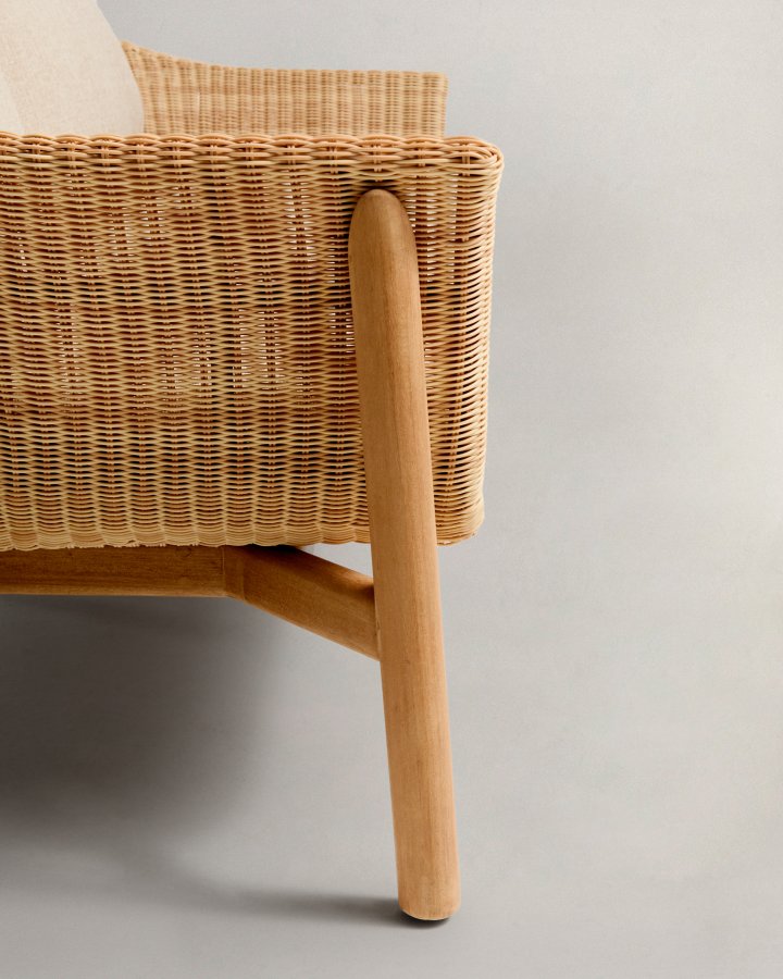 KAVE HOME Galea 2-personers sofa i FSC 100% massivt teaktr og syntetisk rattan 170,5cm