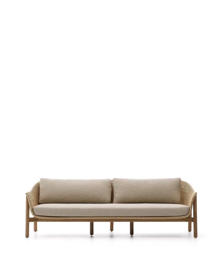 KAVE HOME Galea 3-personers sofa i FSC 100% massivt teaktr og syntetisk rattan 223cm
