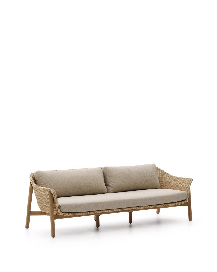 KAVE HOME Galea 3-personers sofa i FSC 100% massivt teaktr og syntetisk rattan 223cm