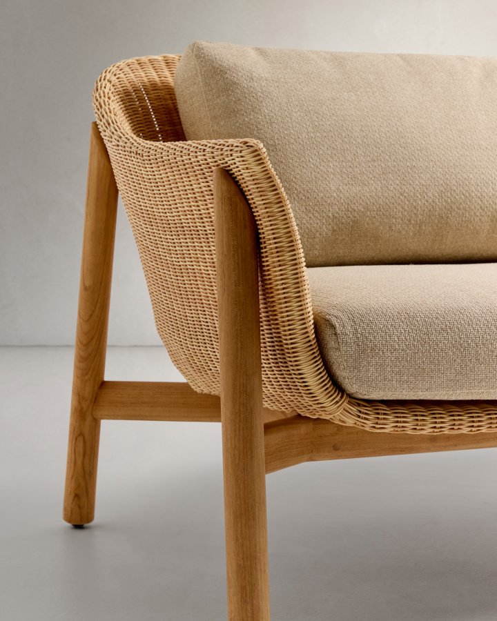 KAVE HOME Galea 3-personers sofa i FSC 100% massivt teaktr og syntetisk rattan 223cm