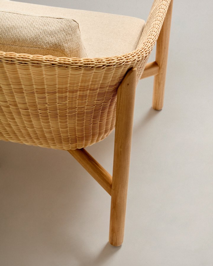 KAVE HOME Galea 3-personers sofa i FSC 100% massivt teaktr og syntetisk rattan 223cm