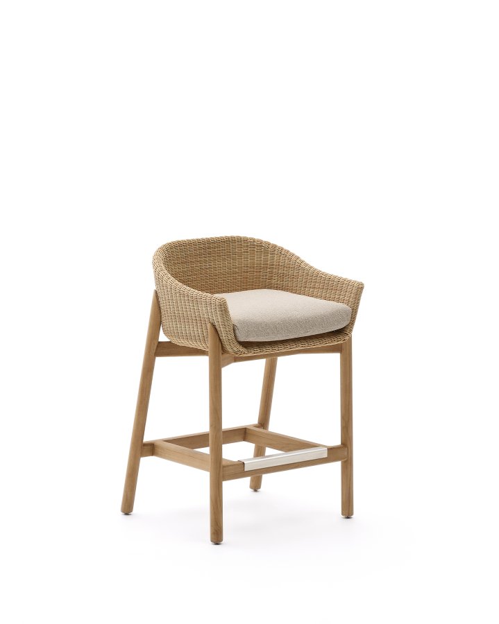 KAVE HOME Galea skammel i FSC 100% massivt teaktr og syntetisk rattan 65cm
