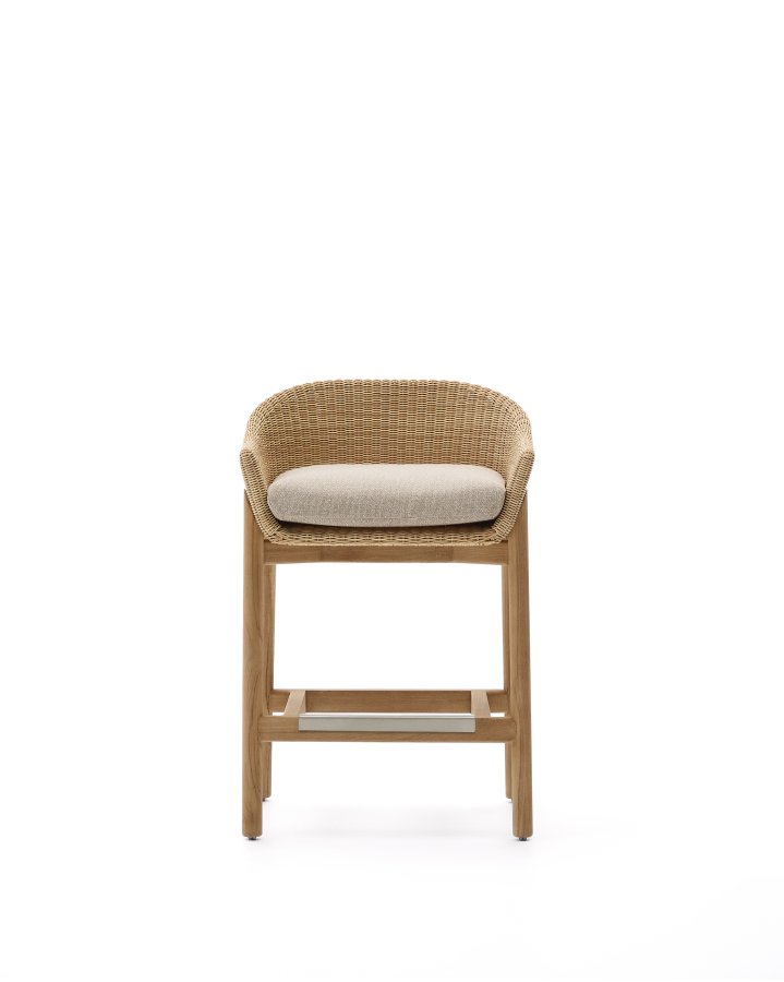 KAVE HOME Galea skammel i FSC 100% massivt teaktr og syntetisk rattan 65cm