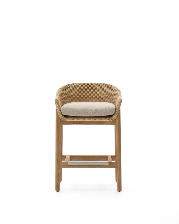 KAVE HOME Galea skammel i FSC 100% massivt teaktr og syntetisk rattan 75cm