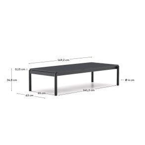  KAVE HOME Sorells udendrs sofabord, rektangulr - gr aluminium (63x144,6)