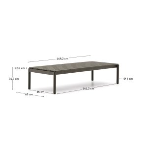 KAVE HOME Sorells udendrs sofabord, rektangulr - grn aluminium (63x144,6)