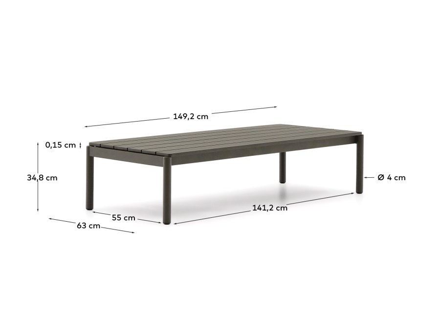 KAVE HOME Sorells udendrs sofabord, rektangulr - grn aluminium (63x144,6)