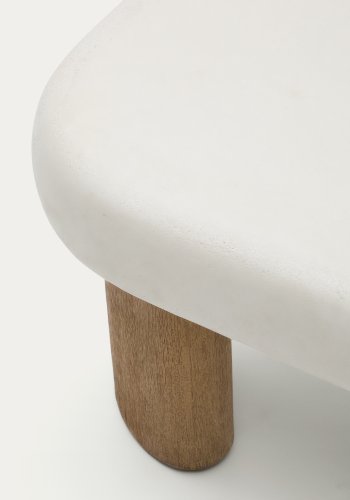 KAVE HOME Labra sofabord i cement og akacietr 80 x 80cm