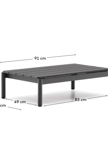 KAVE HOME Sorells udendrs sofabord, rektangulr - gr aluminium (52,4x91)