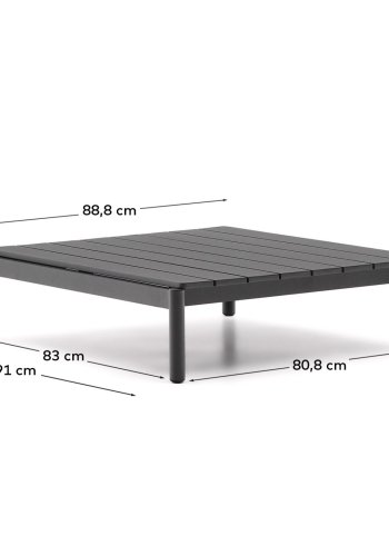 KAVE HOME Sorells udendrs sofabord, rektangulr - gr aluminium (89x91)