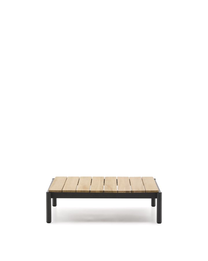  KAVE HOME Sorells sofabord i grt aluminium og teaktr 89 x 91 cm FSC 100%