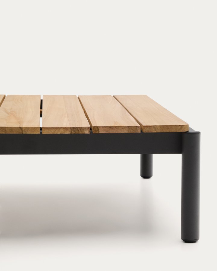  KAVE HOME Sorells sofabord i grt aluminium og teaktr 89 x 91 cm FSC 100%