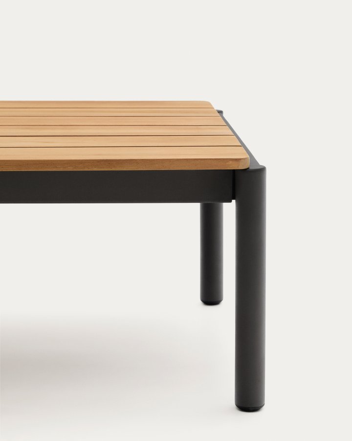  KAVE HOME Sorells sofabord i grt aluminium og teaktr 63 x 144,6 cm FSC 100%