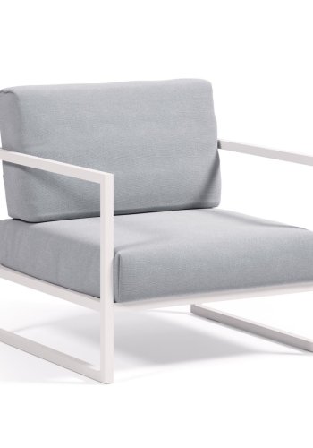 KAVE HOME Comova udendrs lnestol, m. armln - bl stof og hvid aluminium