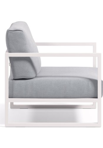 KAVE HOME Comova udendrs lnestol, m. armln - bl stof og hvid aluminium