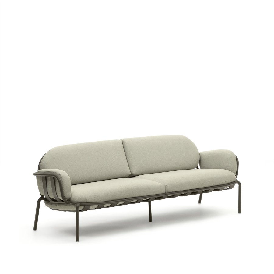 KAVE HOME Joncols 3 pers. havesofa, m. beige hynder - grn aluminium