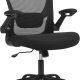 SONGMICS kontorstol, m. justerbar lndesttte, foldbare armln, hjul - sort mesh og stof