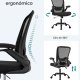 SONGMICS kontorstol, m. justerbar lndesttte, foldbare armln, hjul - sort mesh og stof
