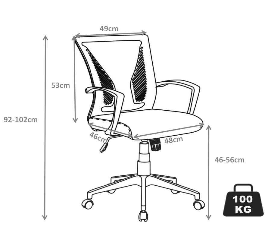 VCM NORDIC Offilo kontorstol, m. armln, hjul, hjdejusterbar - hvid nylonfleece og sort stof/stl