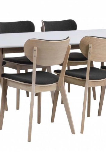 ROWICO Kato spisebordsstol - hvidpigmenteret eg og mrkegrt stof