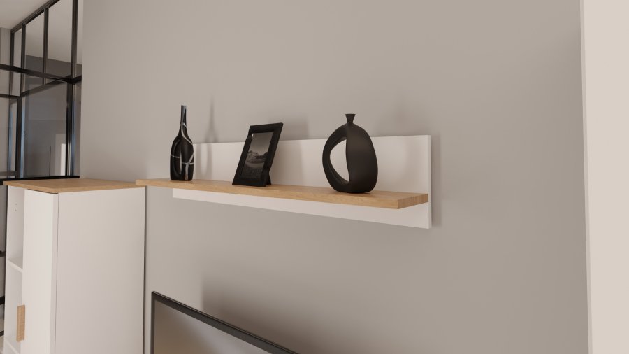 KOCOT Denver vghylde, rektangulr - hvid og natur hickory spnplader