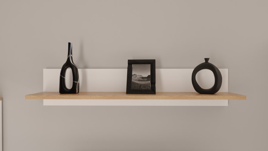 KOCOT Denver vghylde, rektangulr - hvid og natur hickory spnplader