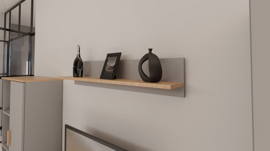 KOCOT Denver vghylde, rektangulr - chinchilla gr og natur hickory spnplader