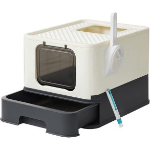 FEANDREA lukket kattebakke, m. aftagelig bakke, skovl, brste, anti-lkage - beige og sort stl