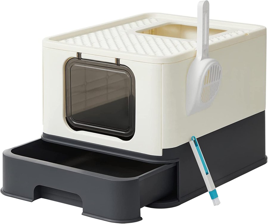 FEANDREA lukket kattebakke, m. aftagelig bakke, skovl, brste, anti-lkage - beige og sort stl