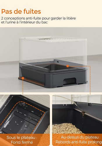 FEANDREA lukket kattebakke, m. aftagelig bakke, skovl, brste, anti-lkage - beige og sort stl