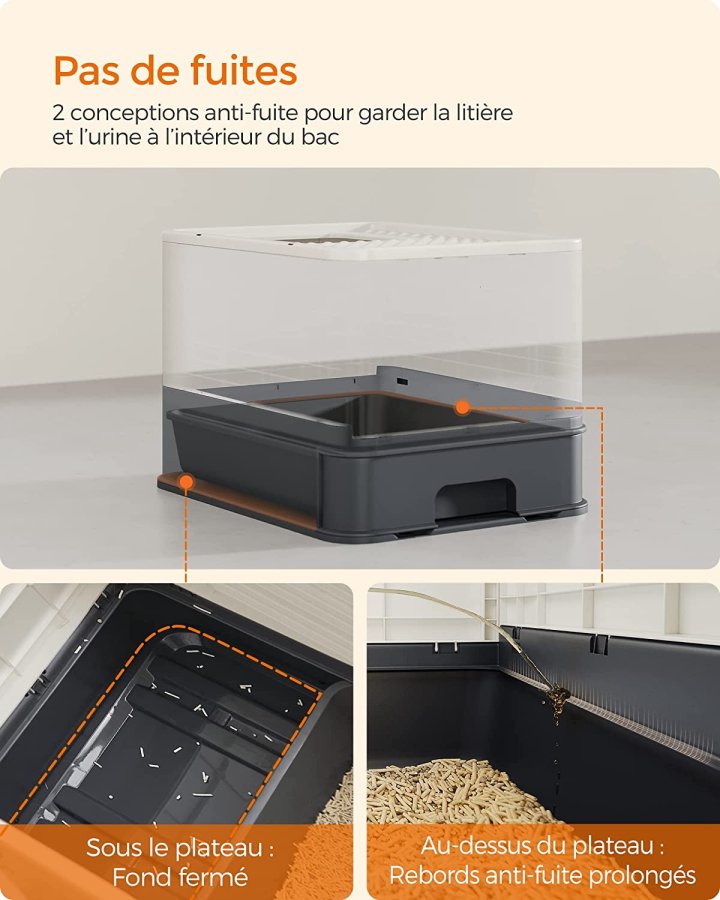 FEANDREA lukket kattebakke, m. aftagelig bakke, skovl, brste, anti-lkage - beige og sort stl