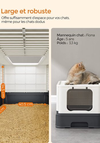 FEANDREA lukket kattebakke, m. aftagelig bakke, skovl, brste, anti-lkage - beige og sort stl