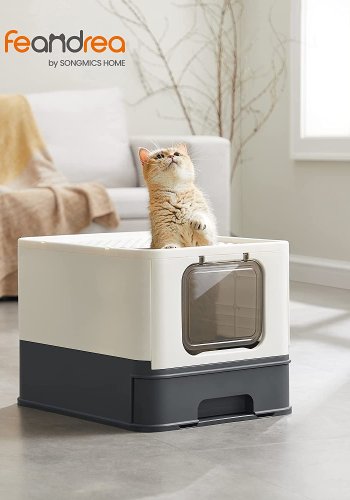 FEANDREA lukket kattebakke, m. aftagelig bakke, skovl, brste, anti-lkage - beige og sort stl