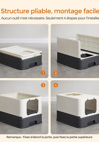 FEANDREA lukket kattebakke, m. aftagelig bakke, skovl, brste, anti-lkage - beige og sort stl